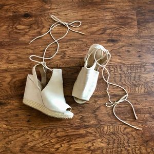 Nude Strap Up Wedges